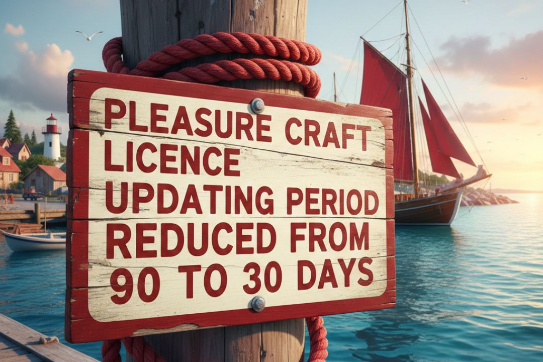 Pleasure Craft Licence Updating Period Reduced from 90 to 30 Days